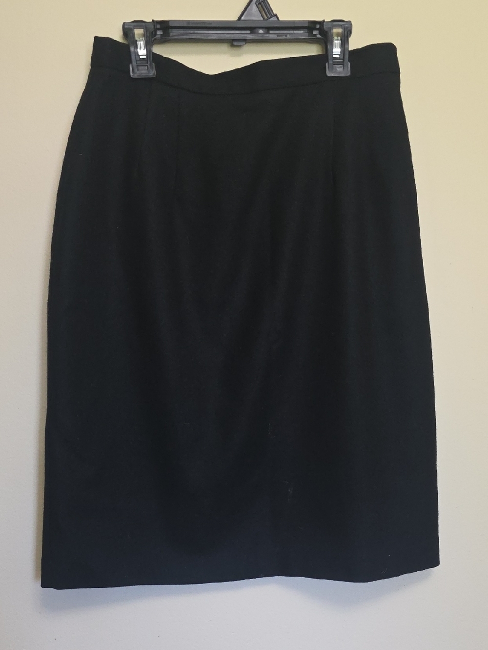 Michele Black Tailored Wool Pencil Skirt
